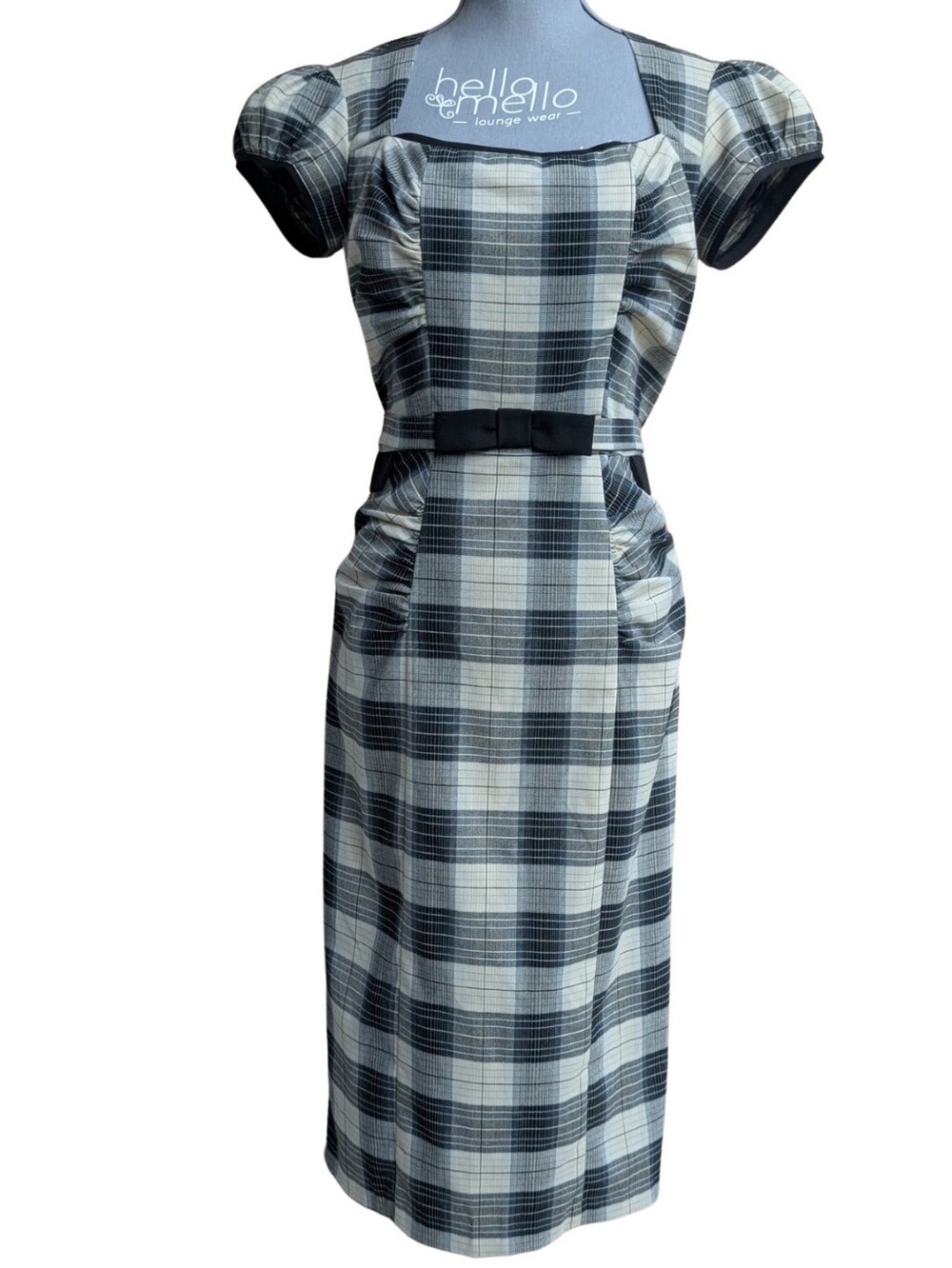 Stop Staring Ginny Plaid Wiggle Dress Cap Sleeve Retro Rockabilly Large